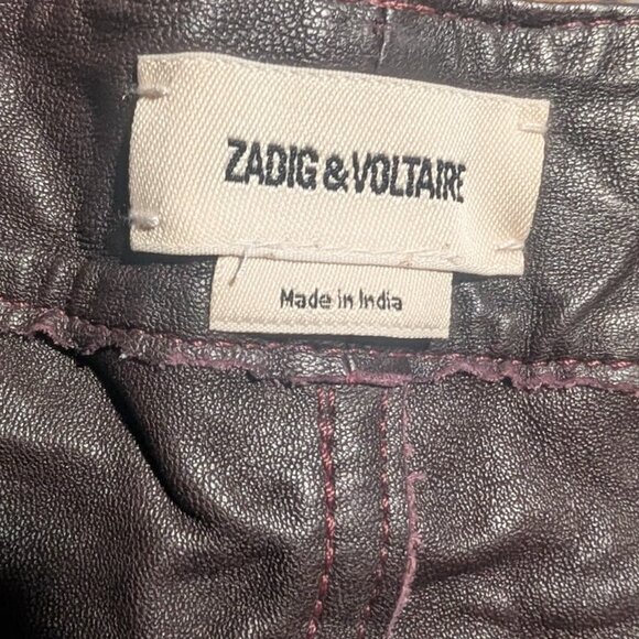 Zadig & Voltaire | Phlame Crinkled Leather Pants In Chocolate Brown - Picture 8 of 15